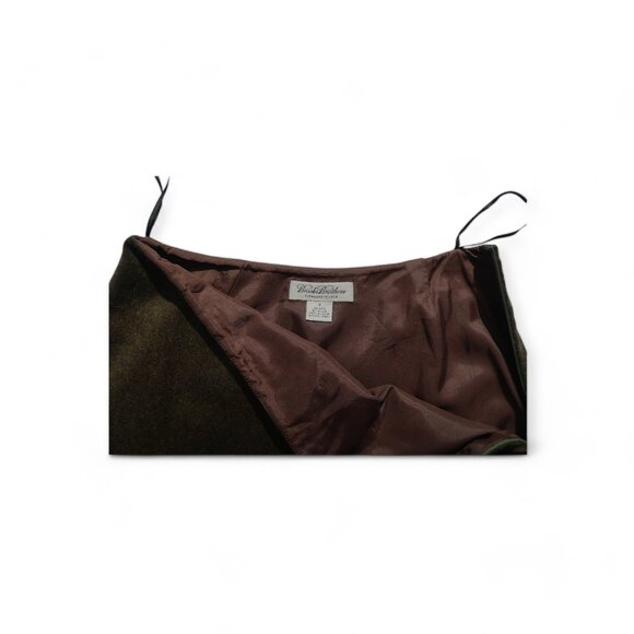 Brooks Brothers Green Wool Knee-Length Pencil Skirt with Striped Hem - Picture 4 of 7